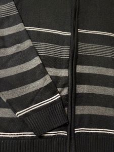 Vintage Striped Zip-Up Sweater
