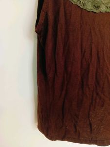 Chic Brown Lace Trim Cami Top