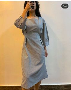 Elegant Puff Sleeve Midi Dress