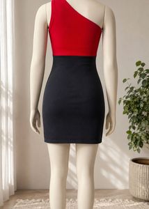 Chic One-Shoulder Colorblock Dress
