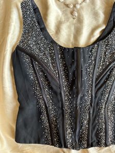 Stunning Embellished Black Corset Top