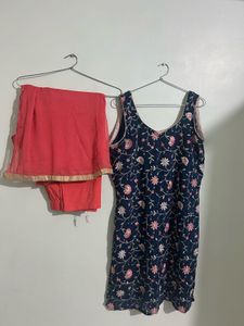 Elegant Navy Floral Embroidered Dress