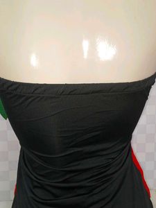 (300)Red &amp; Black Strapless Top