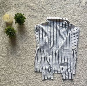 Striped Button-Up Cropped Shirt