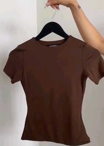 Women's Brown Basic Fitted Top