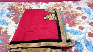Stunning Sequin Blouse with Red Saree