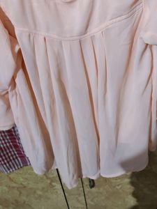 Peach Bell Sleeve Blouse