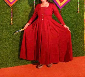 Elegant Red Ethnic Gown with pent