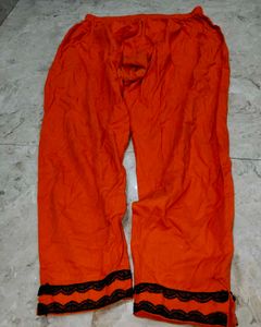 Bright Orange Kurta with Black Trim