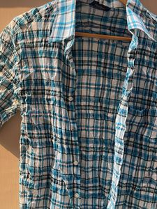 Men's Blue Plaid Short Sleeve Shirt