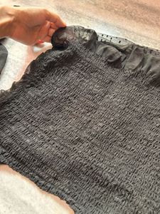 Chic Black Sheer Puff Sleeve Top