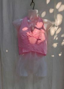 261110. Cute Pink Halter Neck Top