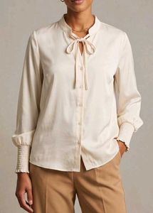 Cream Collared Button-Up Shirt