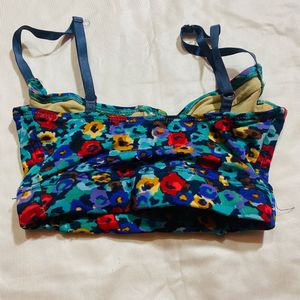 Floral Print Bustier Crop Top &amp; bra
