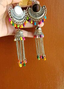 Boho Mirror Jhumka Earrings