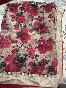 Beautiful Floral Print Saree