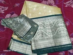 Tissue Saree With Contrast Blouse