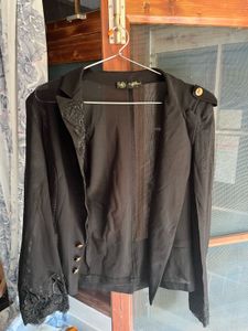 Stylish Black Blazer with Lace Detail