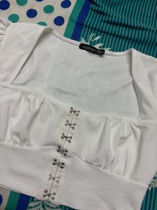 White Corset Style Crop Top