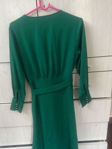 Green Belted Midi Dress