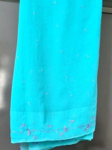 Teal Embellished Saree