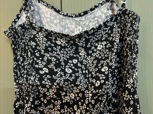 Black Floral Print Midi Dress