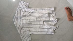 Men's White Striped Casual Shirt – Short Sleeve