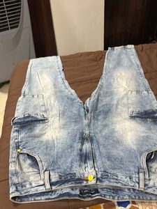 Men's Light Wash Cargo Jeans
