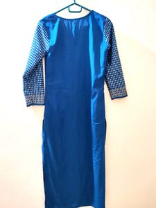 Blue Printed Straight Kurta
