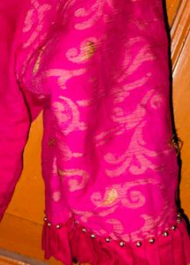 Vibrant Pink Blouse with Elegant Sleeves