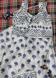 White Blue embroidered Lehenga Set