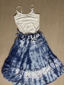 COMBO - Boho Tie-Dye Maxi Skirt with White Top