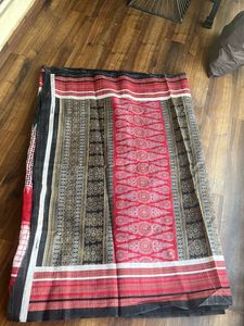 BLACK RED &amp; WHITE COTTON SAREE