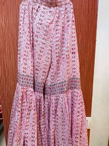 Pink Floral Print sharara Kurtaset