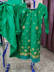 Green Embroidered Kurta Set