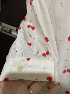 Cute Korean Cherry Print ruffle Mini Dress