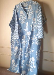 Trending chinese collar, fabric blue Kurti