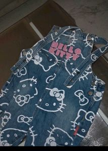 Cute Hello Kitty Denim Overalls