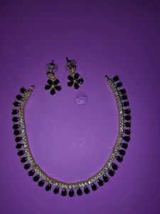 Black Flower Jewellery Set