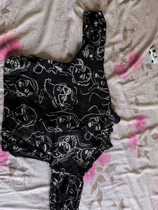 Unique Black Face Print Top
