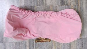 Pink Bandeau Bikini Top with Gold Accent