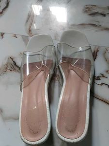 Chic Clear Strap White Heels