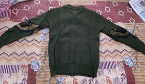Olive Green Cardigan with embroidery on sleeves✨✨