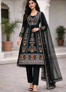 Embroidered Black Naira-cut Suit
