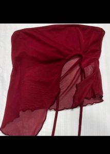 Chic Red Tie-Front Tube Top