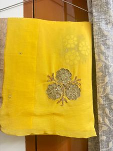 Vibrant Yellow Embellished Saree