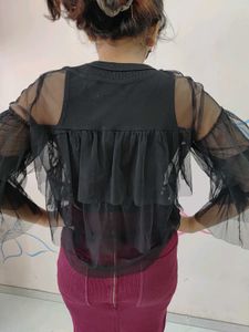 Stylish Black Layered net Top