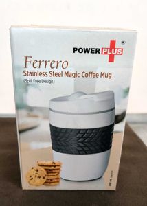 Stylish White Travel Mug with Black Grip