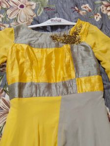 Elegant Yellow & Grey Ethnic Dress