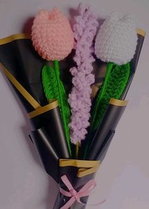 Crochet Tulips And Lavender Flower Bouquet
